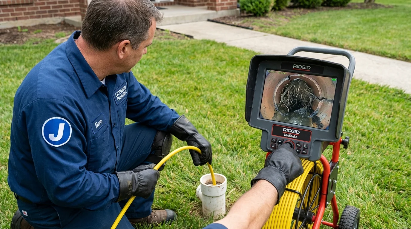 Sewer camera inspection being performed by Johns Plumbing LLC in Weston
